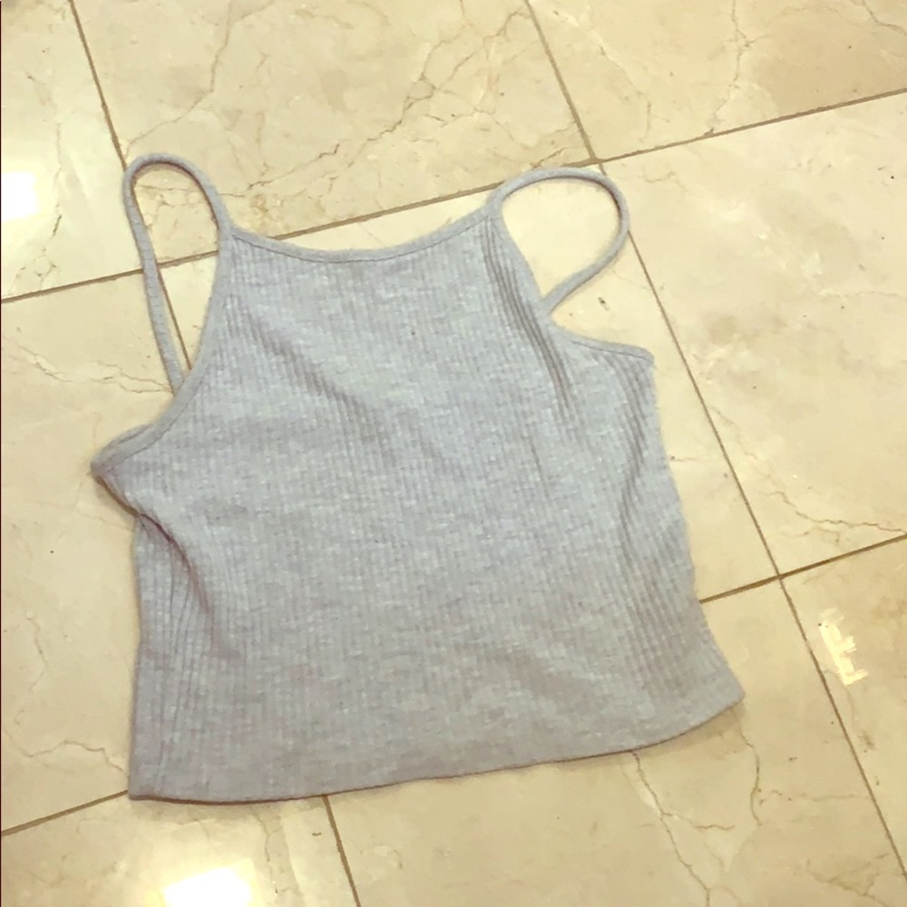 Brandy Melville Grey Ribbed Crop Top